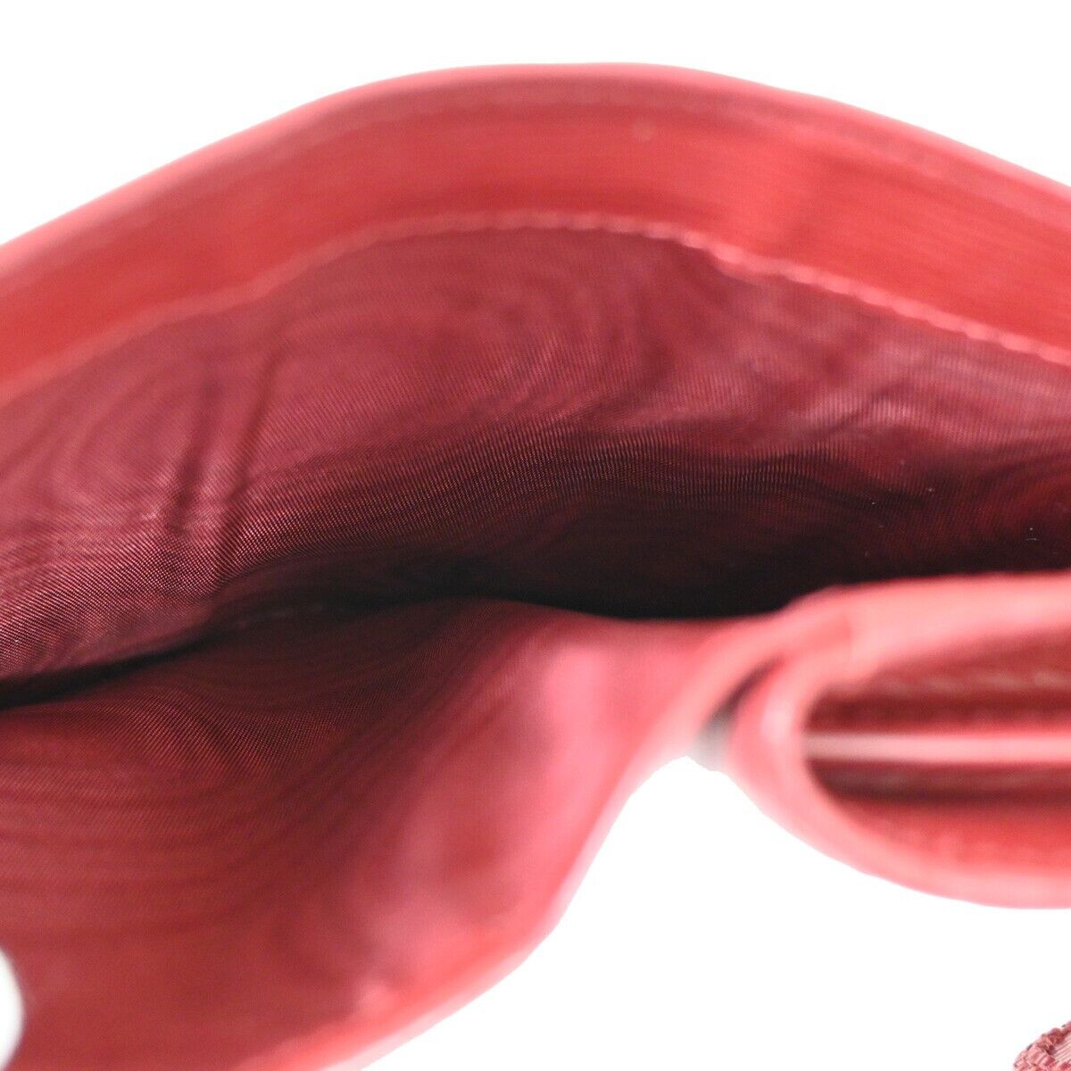 PRADA MILANO Logo Bifold Wallet Purse Vitello Move Leather Rubino Gold 76RH888