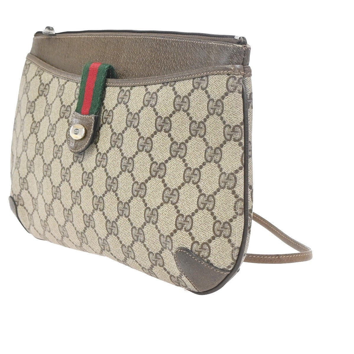 GUCCI Sherry GG Pattern Shoulder Bag PVC Leather Brown GHW Italy 61ZA324