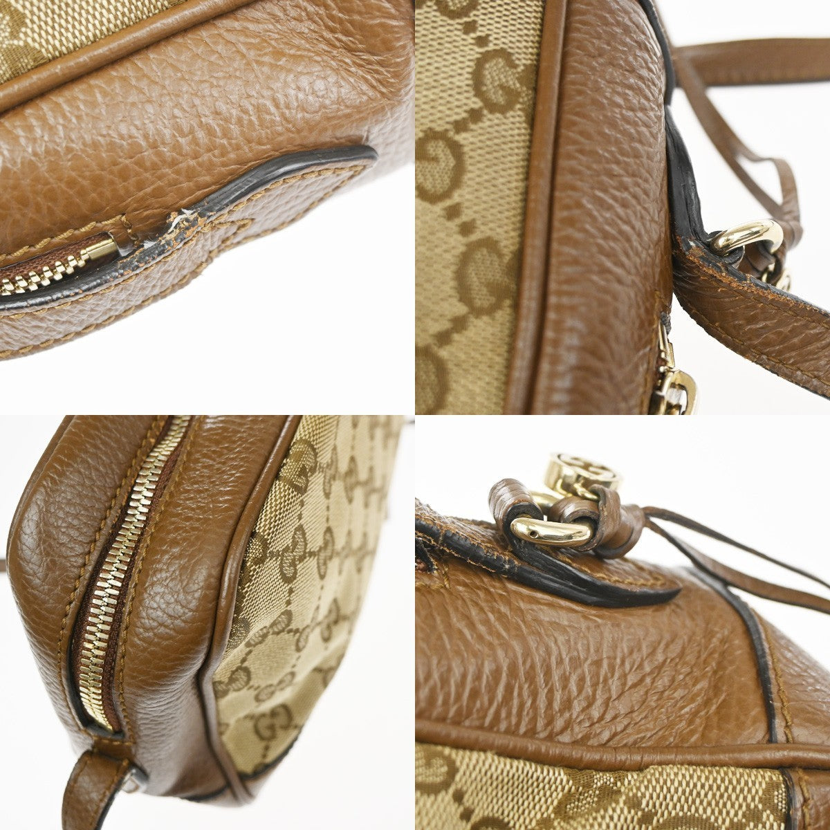 GUCCI Logo Bree GG Pattern Crossbody Shoulder Bag Canvas Leather Brown 77YH970
