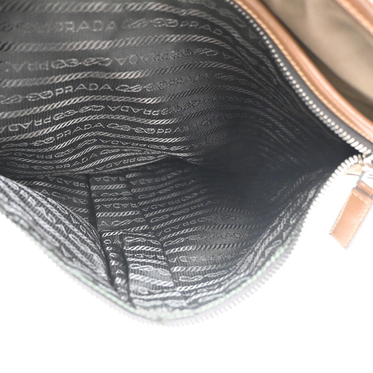 PRADA MILANO Tessuto Messenger Shoulder Bag Nylon Leather Italy Khaki 32CA854