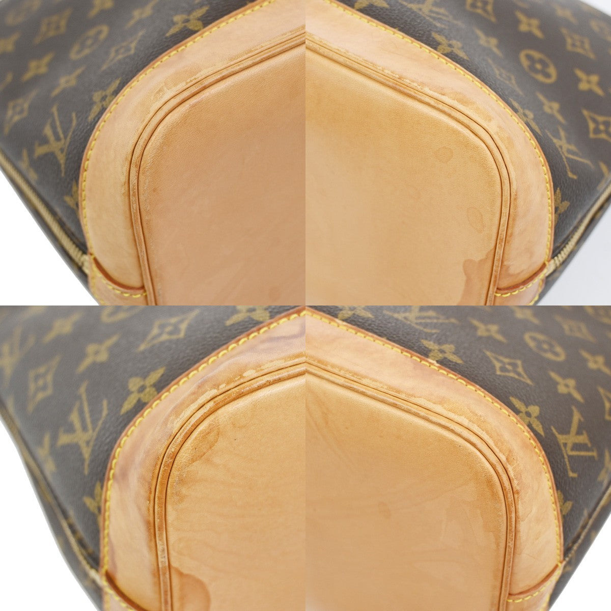 LOUIS VUITTON LV Logo Alma Hand Bag Monogram Leather Brown France M51130 73TA598