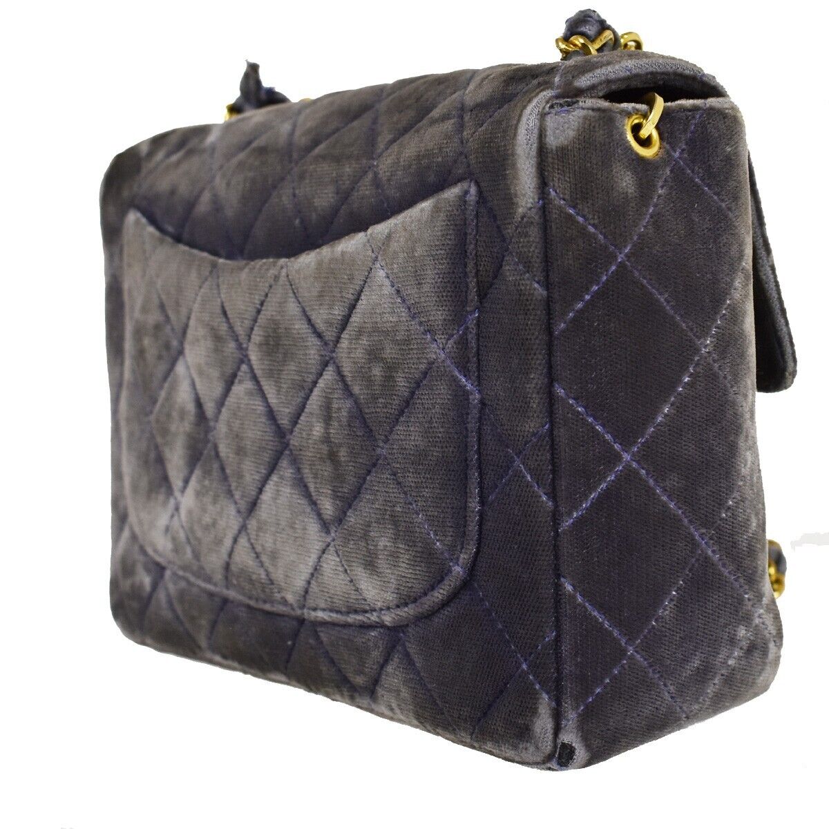 CHANEL CC Mini Matelasse Chain Shoulder Bag Velour Purple GHW Vintage 41FA170