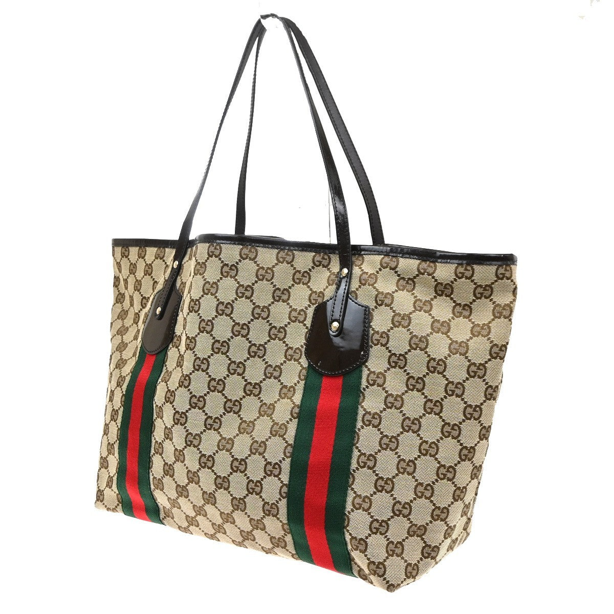 GUCCI GG Jolie Sherry Shoulder Hand Tote Bag Patent Leather Canvas GHW 70CA983