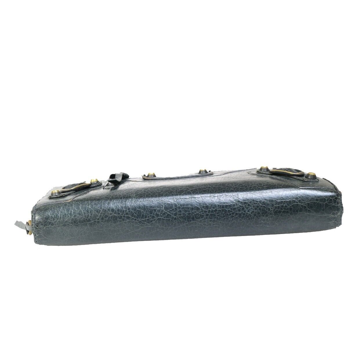 BALENCIAGA Logo Continental Zip Around Long Wallet Purse Leather Gray 01FB096