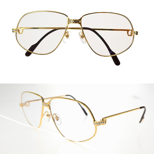 CARTIER Maillon Panthere Glasses Eye Wear Metal Plastic  Gold Bordeaux 34RL792