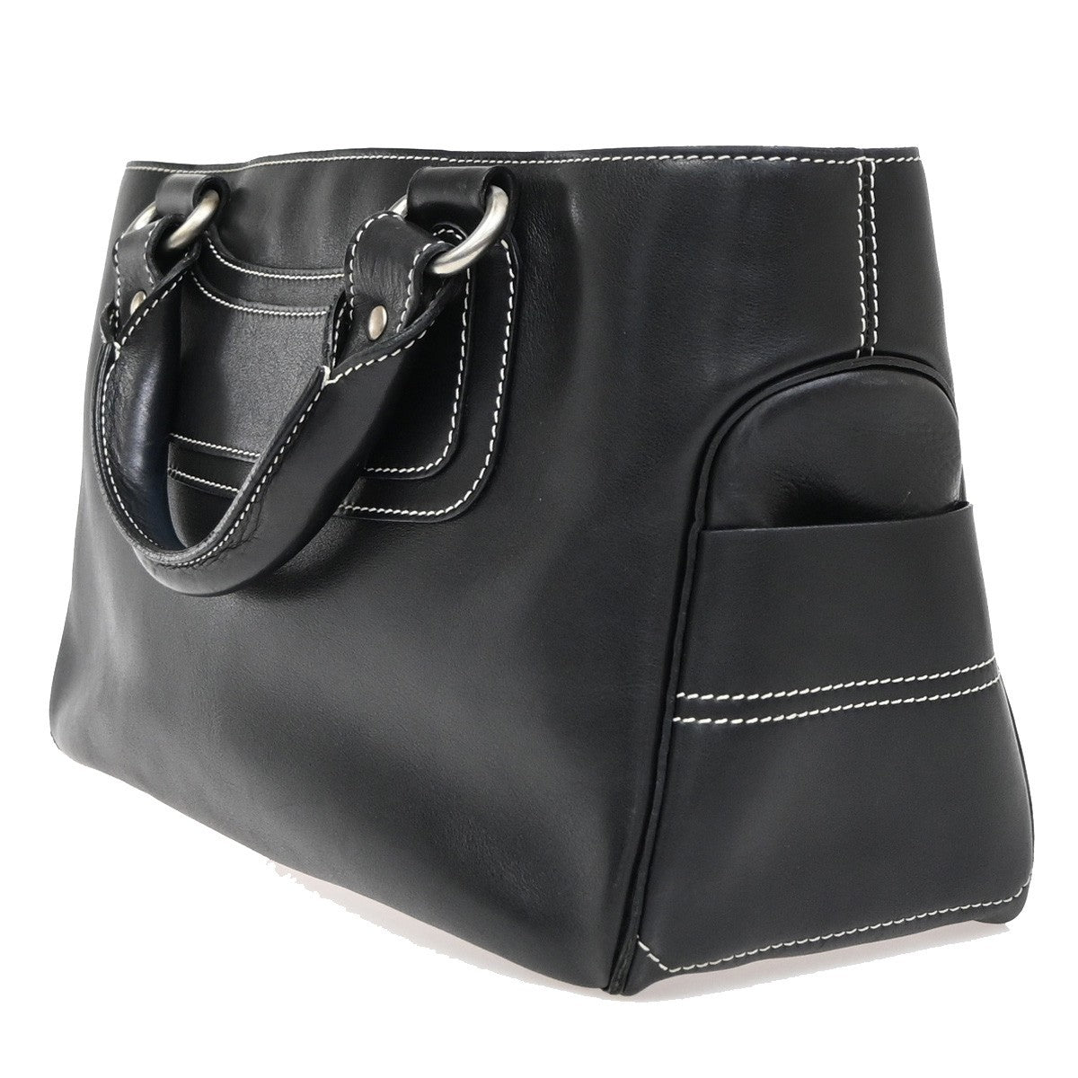 CELINE Logo Boogie Hand Bag Leather Black GHW Italy 80EG378