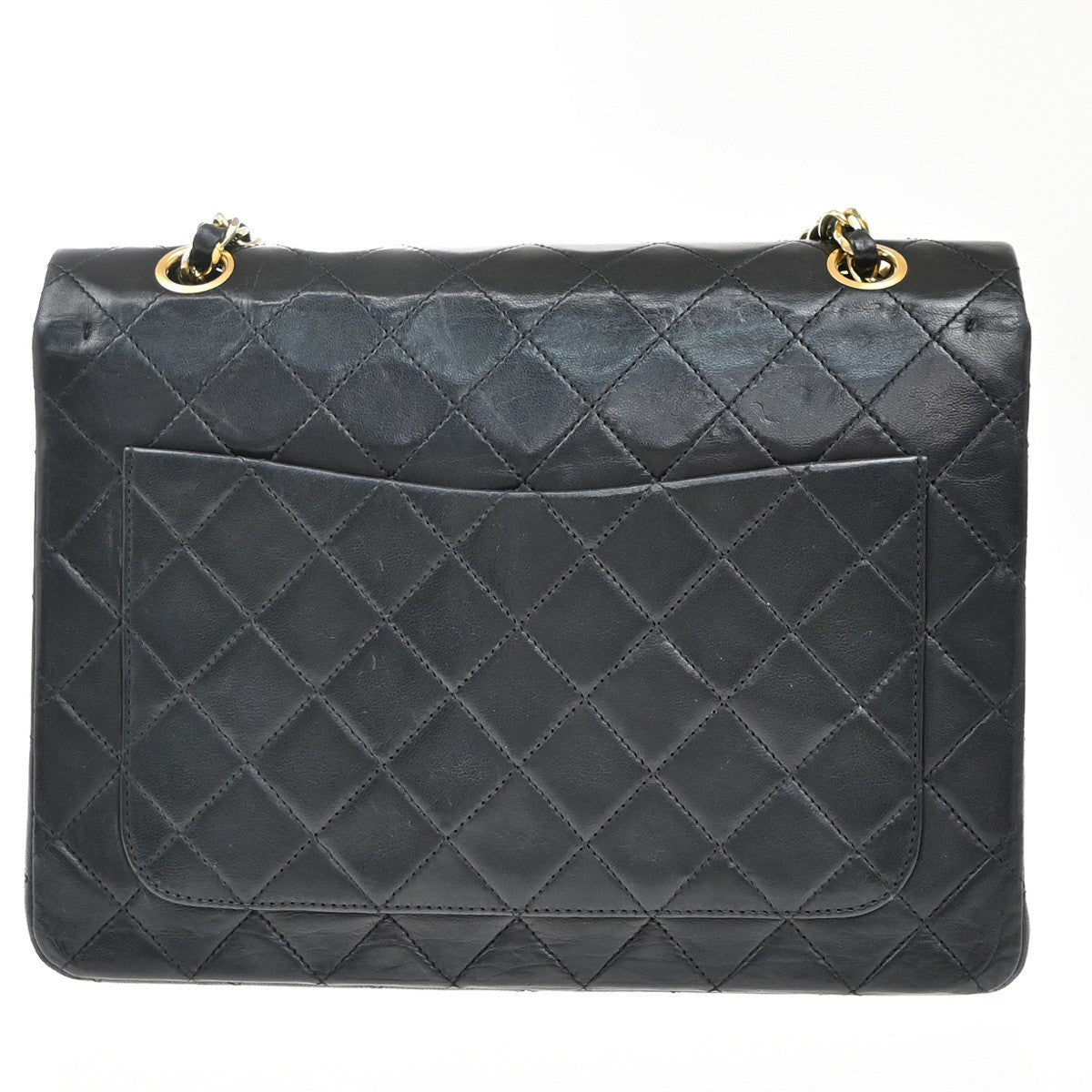 CHANEL CC Matelasse 25 Double Flap Chain Shoulder Bag Leather Black GHW 805RF615
