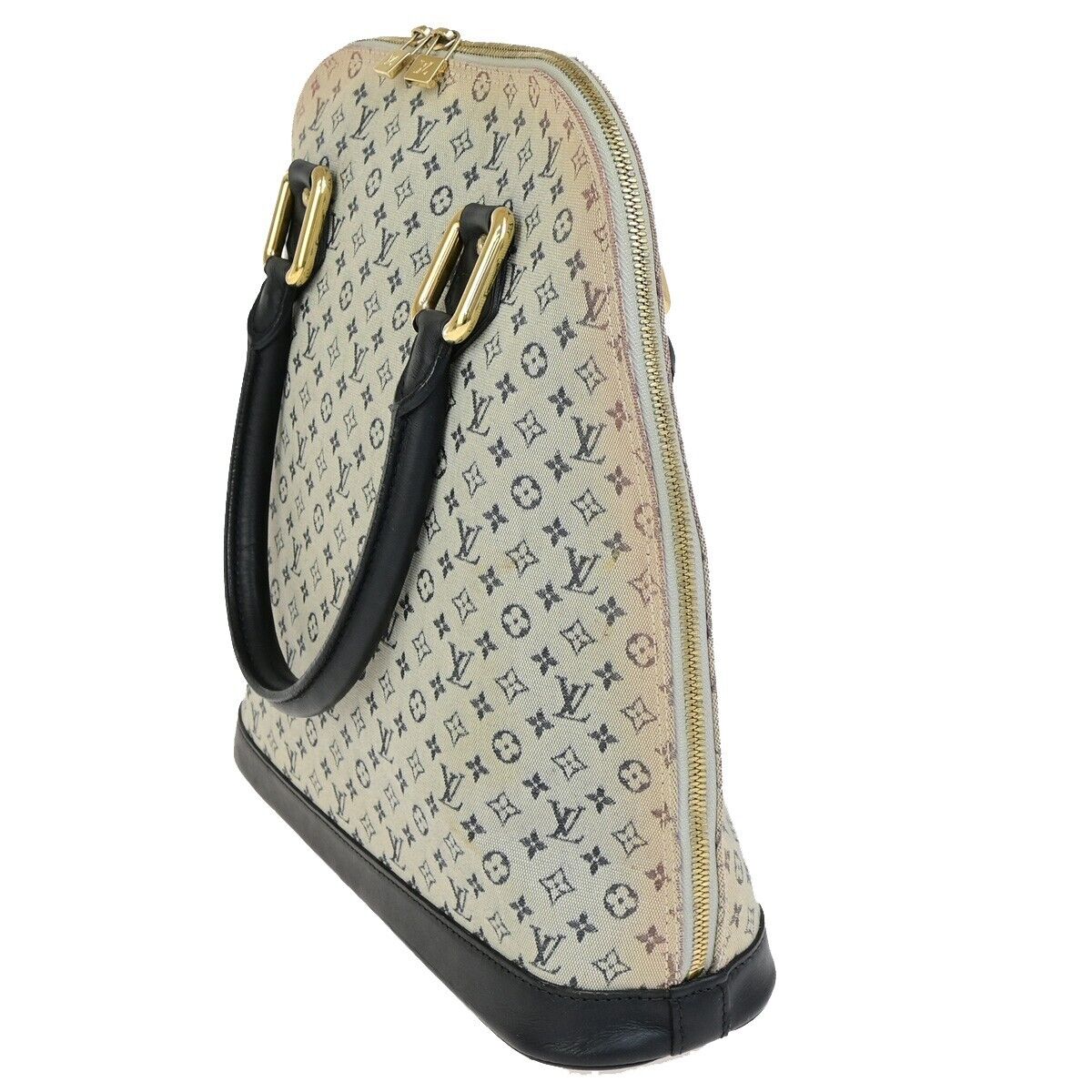 LOUIS VUITTON Logo Alma Haut Hand Bag Monogram Mini Canvas Blue M92202 31FB318