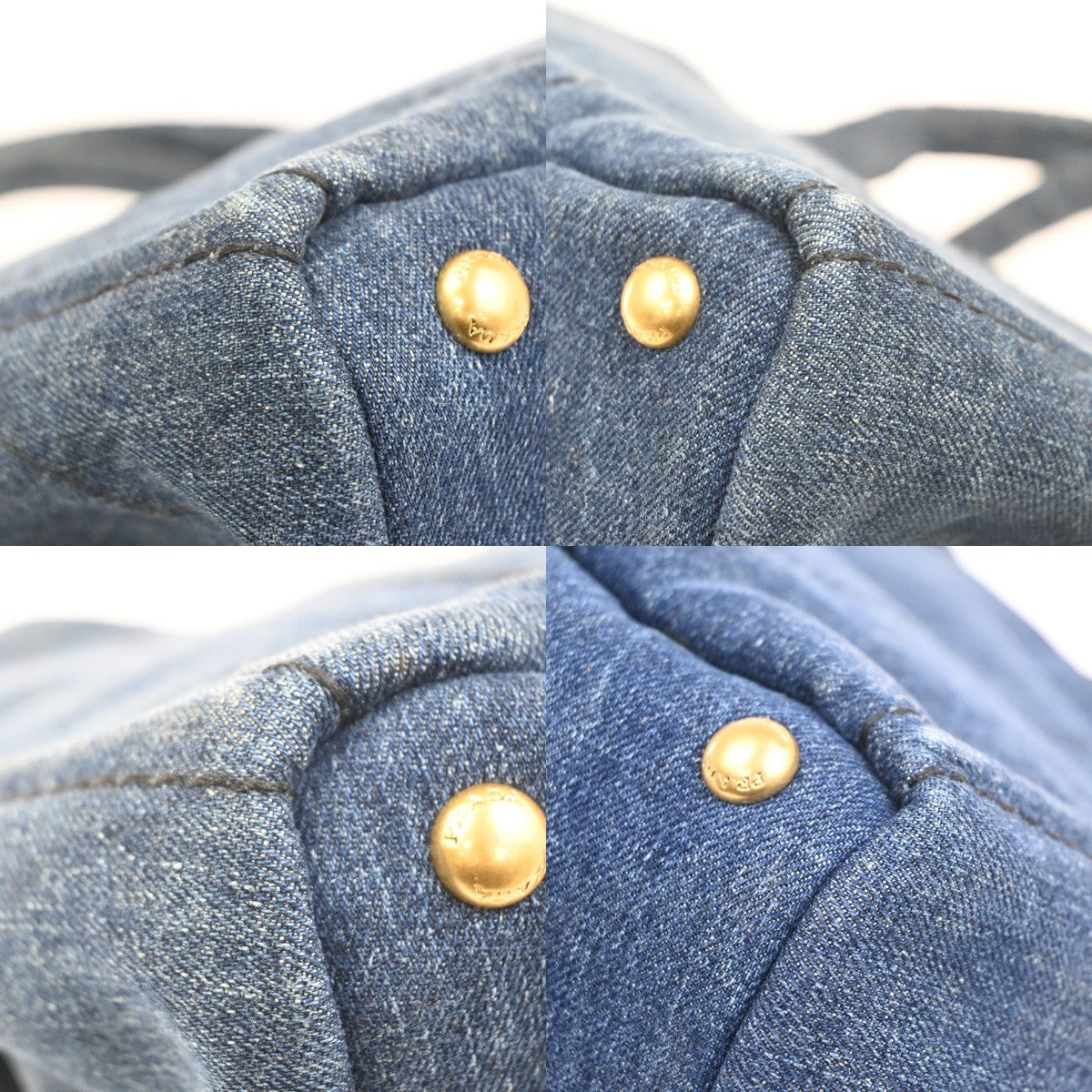 PRADA MILANO Logo Canapa Tote Handbag Denim Canvas Navy Blue GHW 16CA844