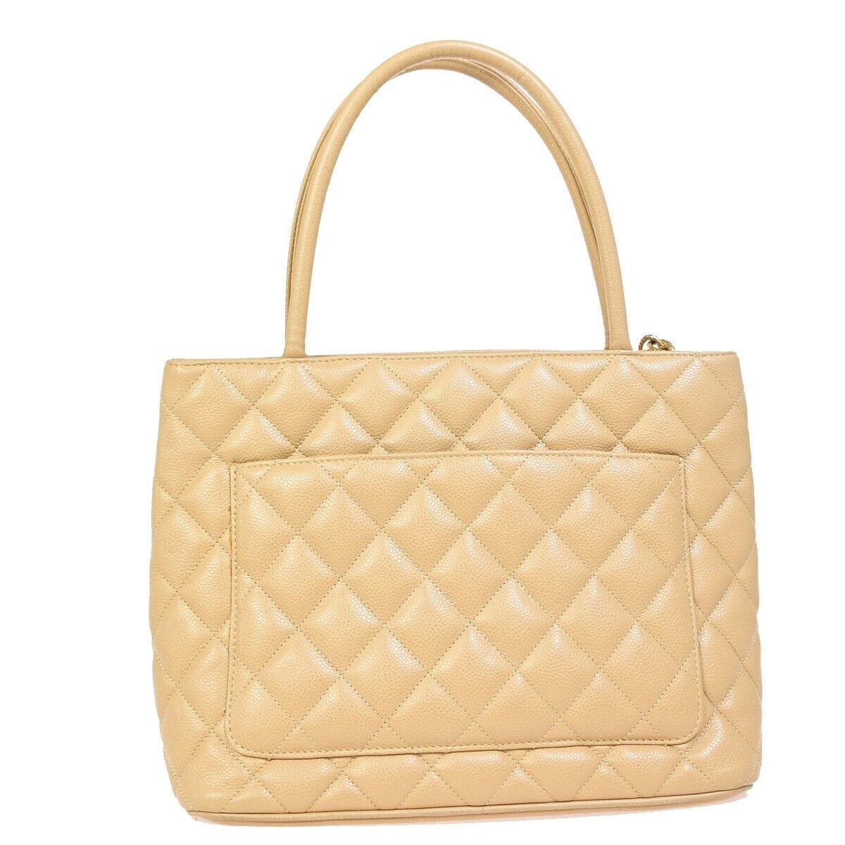 CHANEL CC Logo Medallion Shoulder Tote Bag Caviar Skin Leather BE GHW 611RJ846