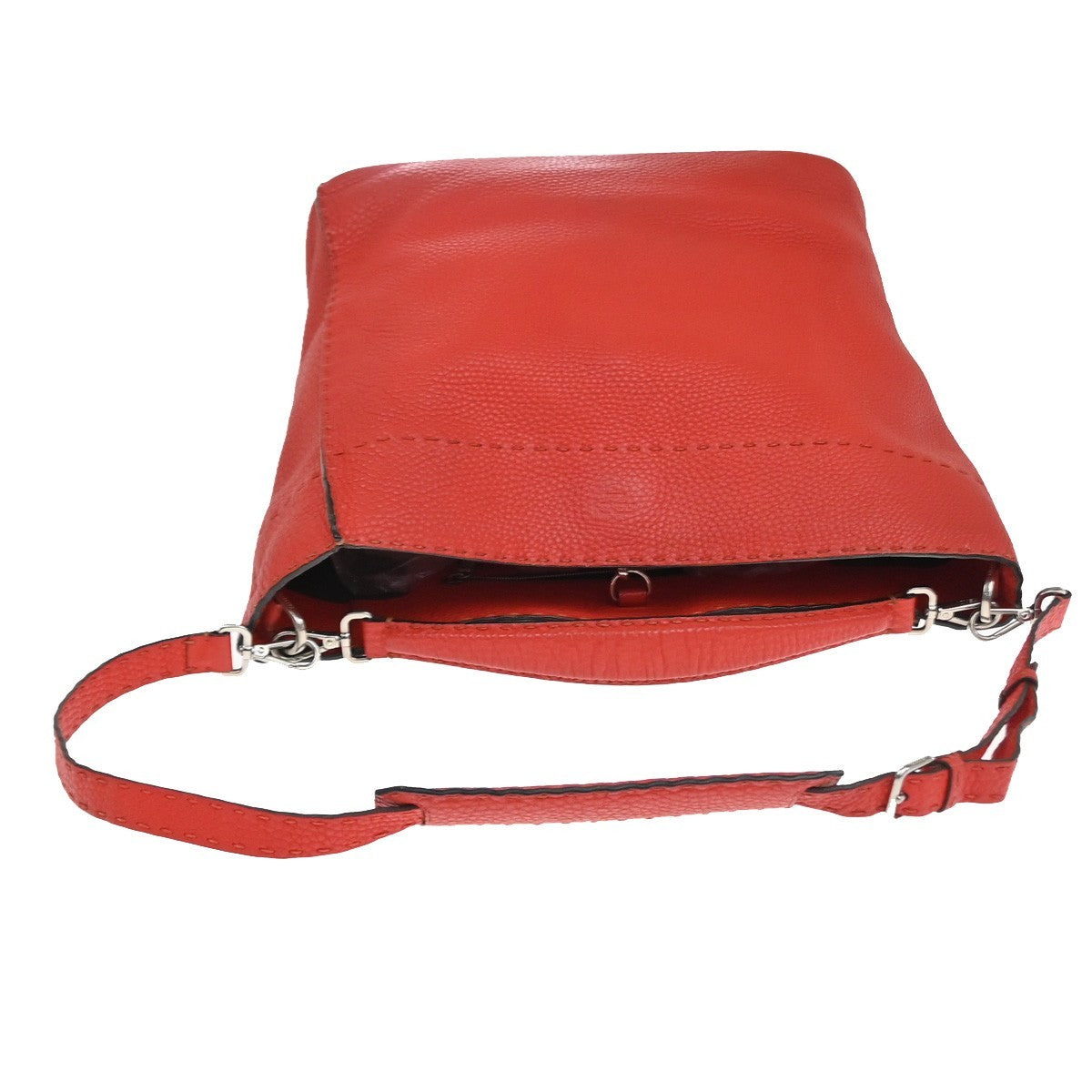 FENDI Logo Selleria Anna 2Way Shoulder Bag Leather Red SHW Italy 71YH887
