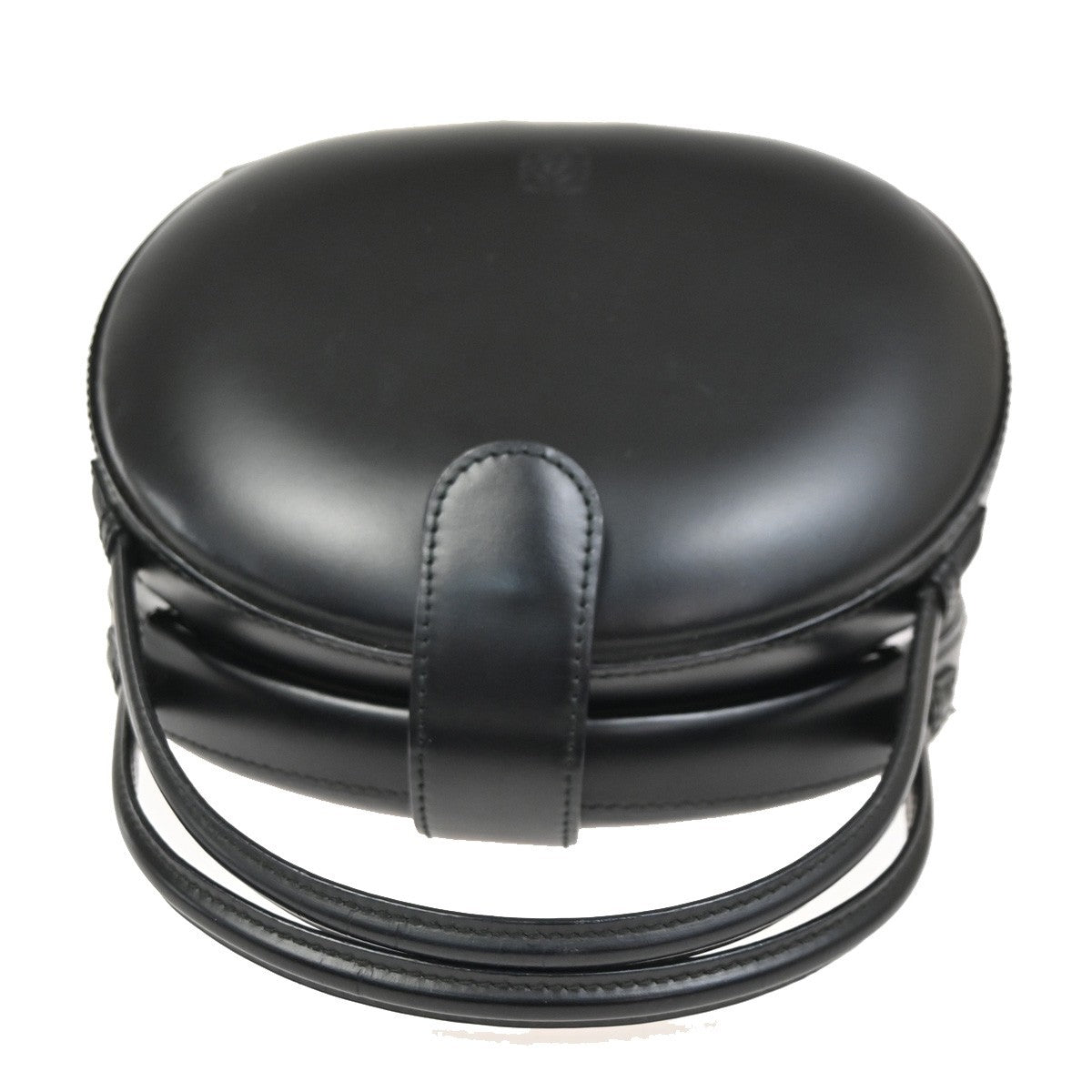 LOEWE Logo Anagram Round Hand Bag Leather Black Spain GHW 25RL940