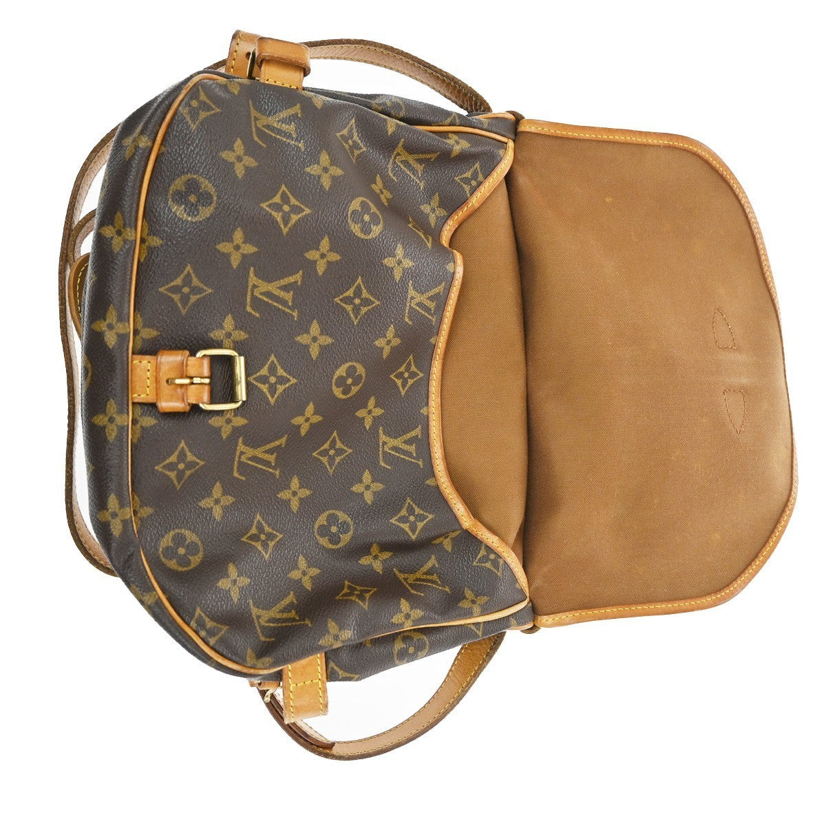 LOUIS VUITTON Logo Saumur 30 Shoulder Bag Monogram Leather Brown M42256 18TA319