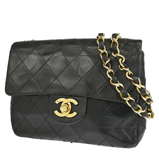 CHANEL CC Mini Matelasse Chain Shoulder Bag Leather Black GHW Vintage 691RJ256