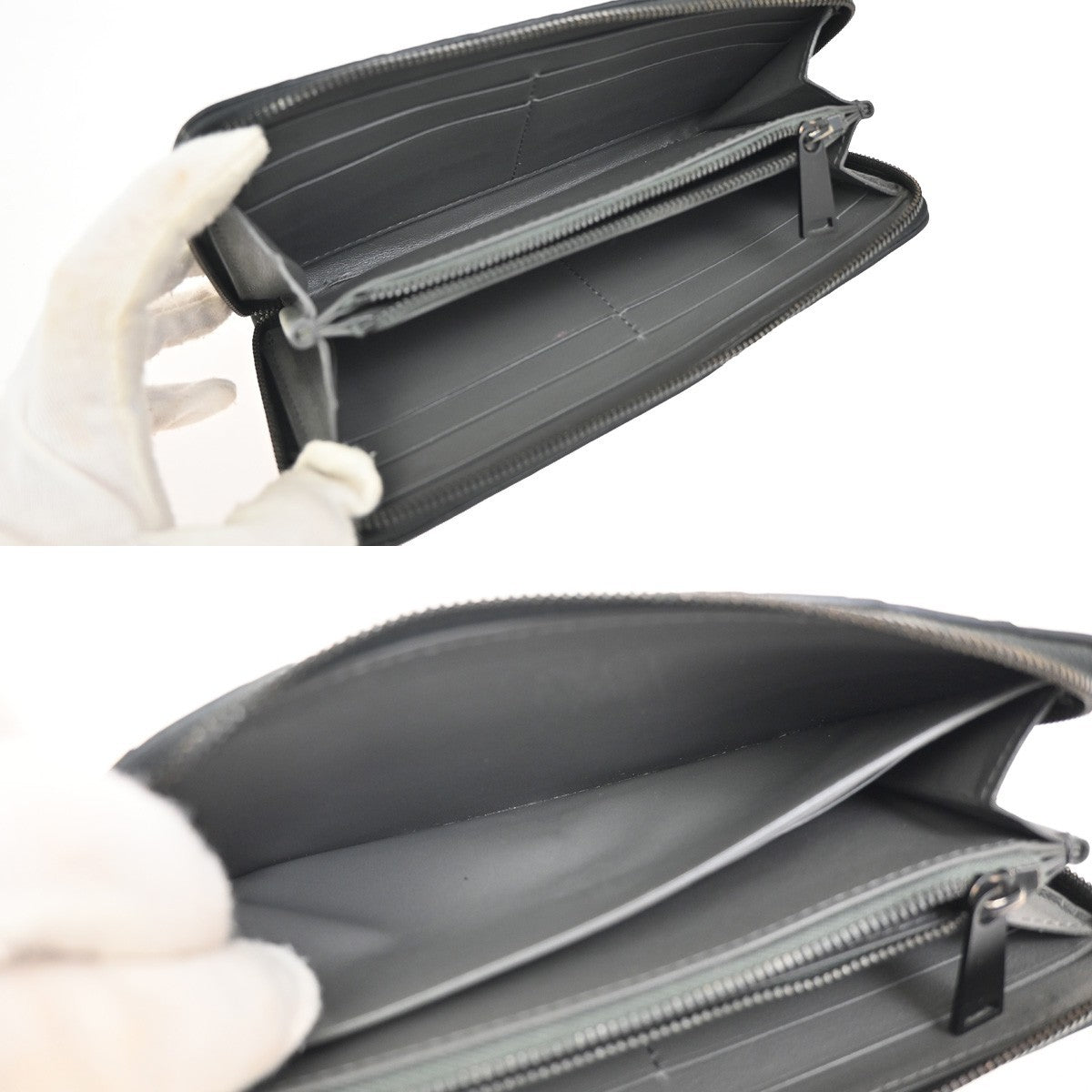 BOTTEGA VENETA Intrecciato Long Zipper Around Wallet Leather Black 65FC117