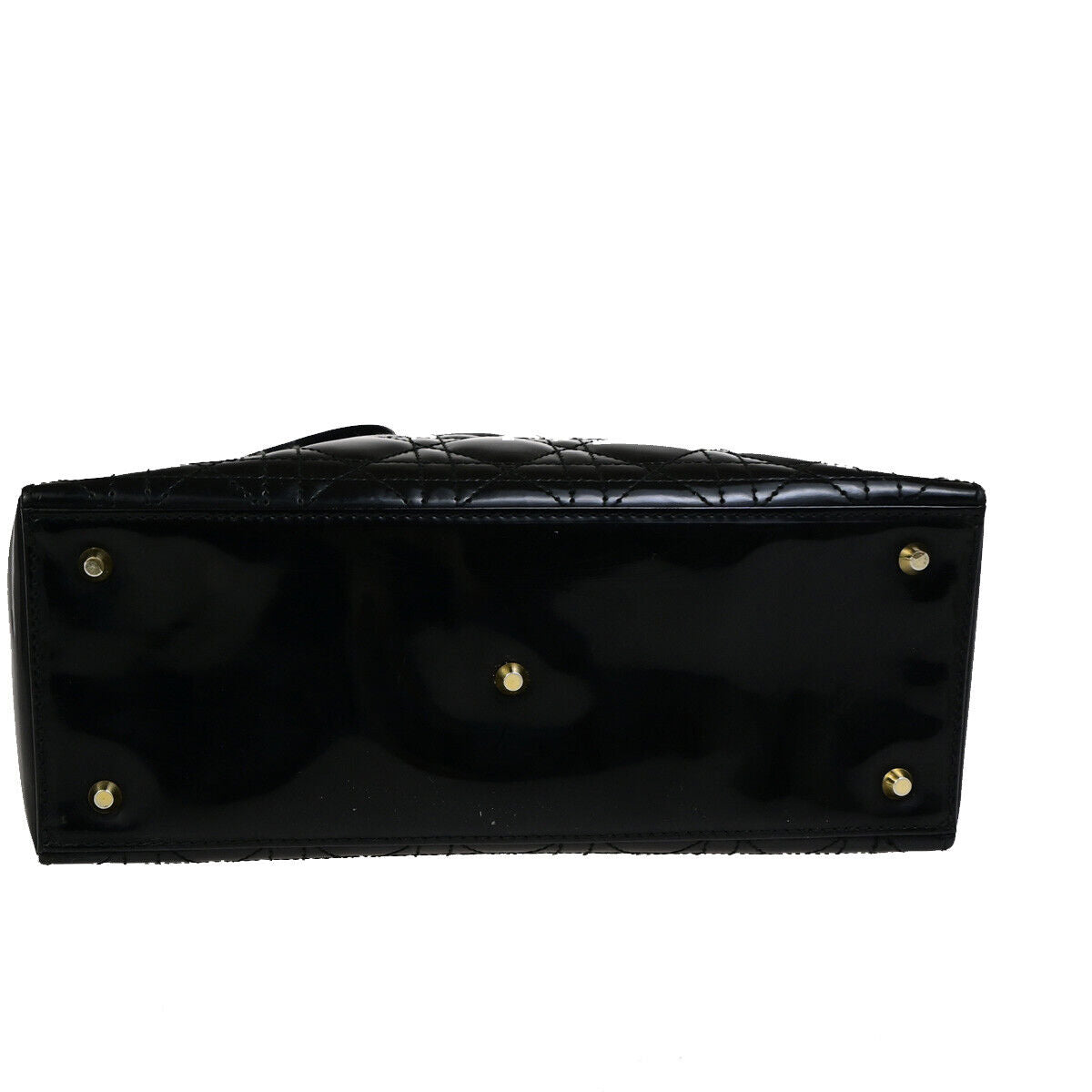 CHRISTIAN DIOR Logo Cannage Shoulder Bag Patent Leather Black GHW Italy 31YG637