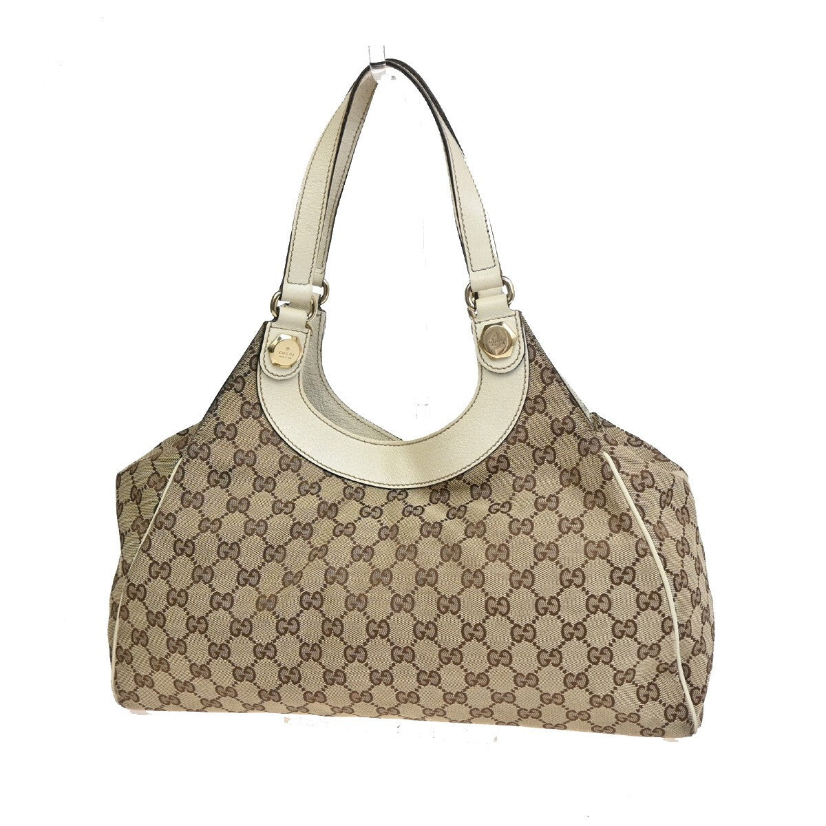 GUCCI Logo Abbey GG pattern Shoulder Hand Bag Canvas Leather Brown GHW 39FB578