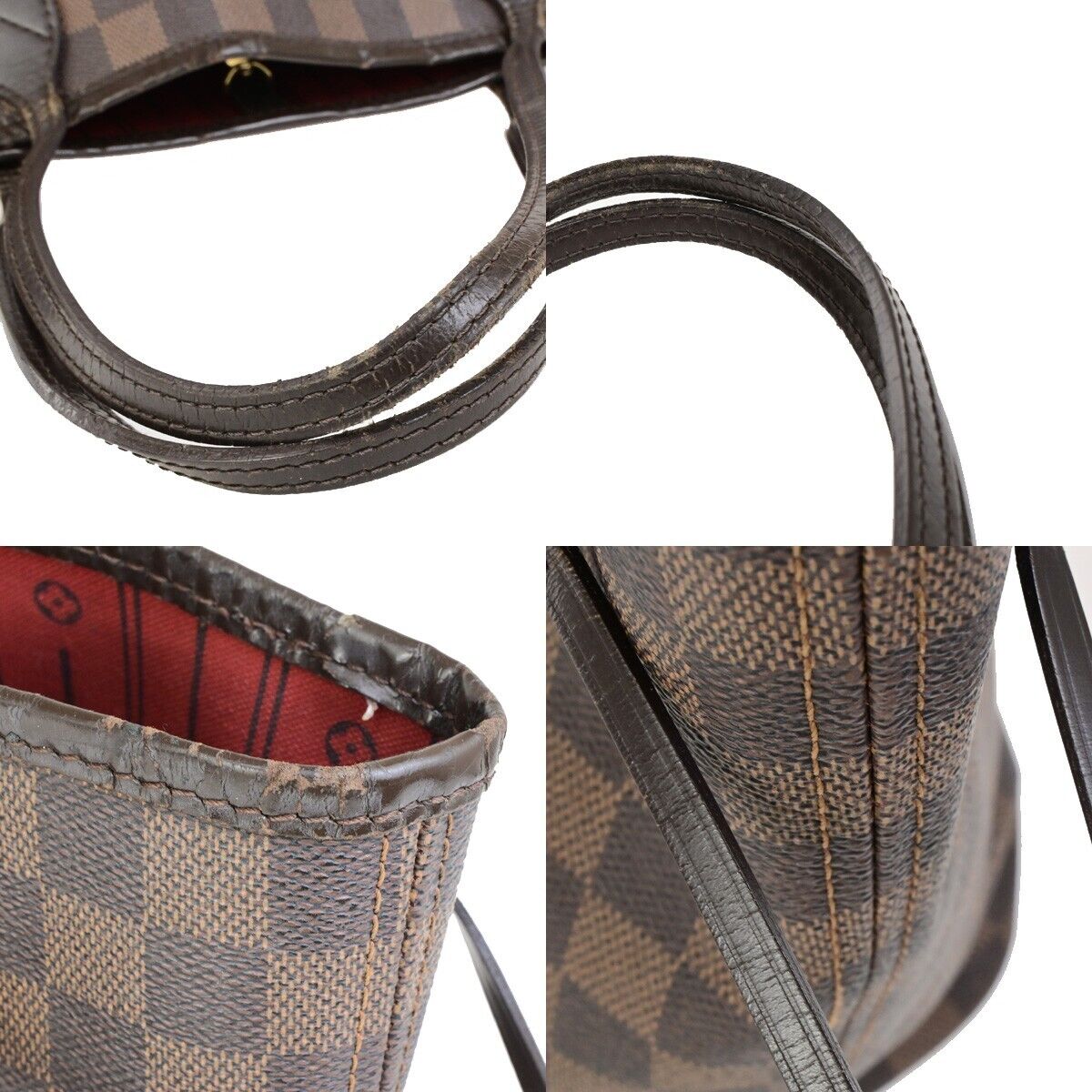 LOUIS VUITTON Neverfull MM Shoulder Bag Damier Ebene Leather BN N41358 18FB331