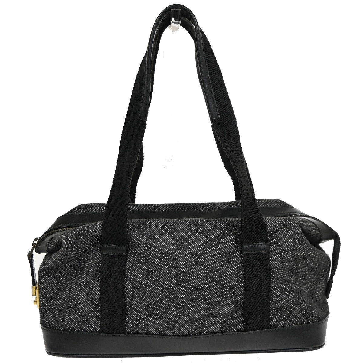 GUCCI GG Canvas Mini Boston Handbag Black Leather Canvans GHW Italy 36KC924
