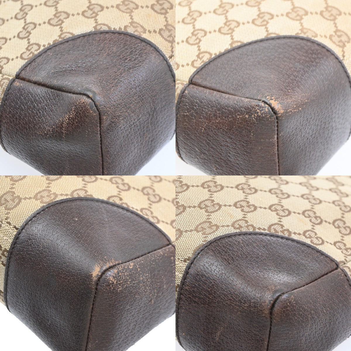 Gucci GG Logo Zipper Crossbody Shoulder Bag Canvas Leather Brown Italy 83PA116