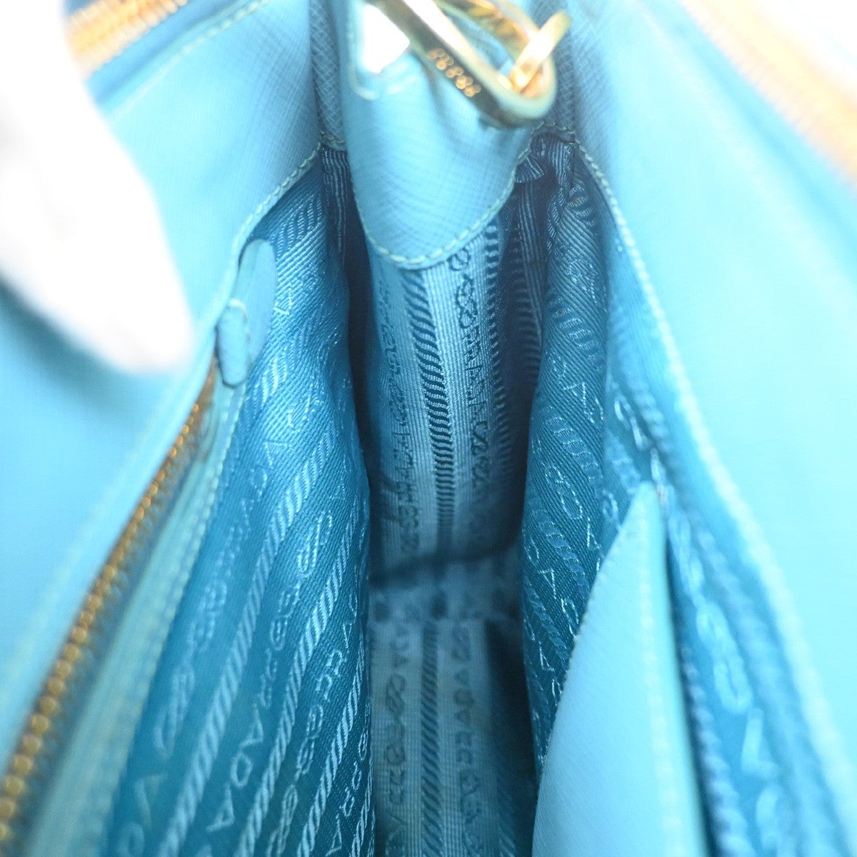 PRADA Galleria 2way Shoulder Hand Bag Saffiano Leather Blue Italy GHW 12KC931