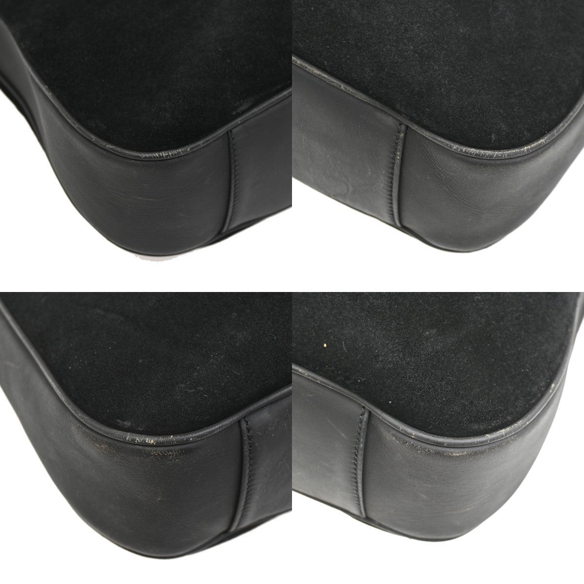 GUCCI Logo Bamboo 2Way Shoulder Hand Bag Suede Leather Black GHW Italy 38ZA308