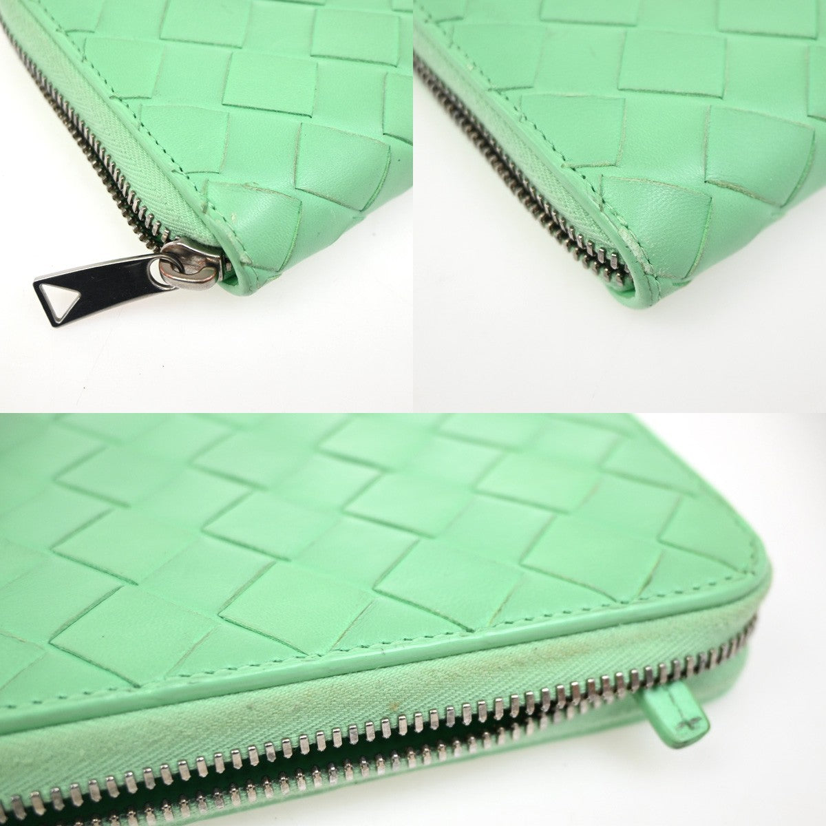 BOTTEGA VENETA Logo Intrecciato Zippy Long Wallet Leather Green SHW 66DA285