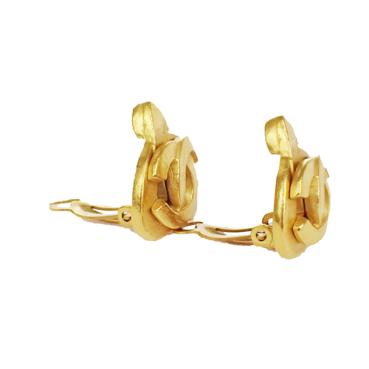 CHANEL CC Logo Button Earrings 97P Clip-On GHW France Accessory Vintage 97RH167