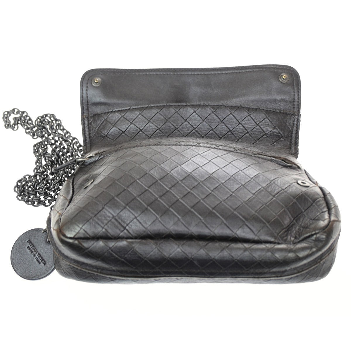 BOTTEGA VENETA Logo Intrecciato Chain Wallet Leather Brown 88CB069