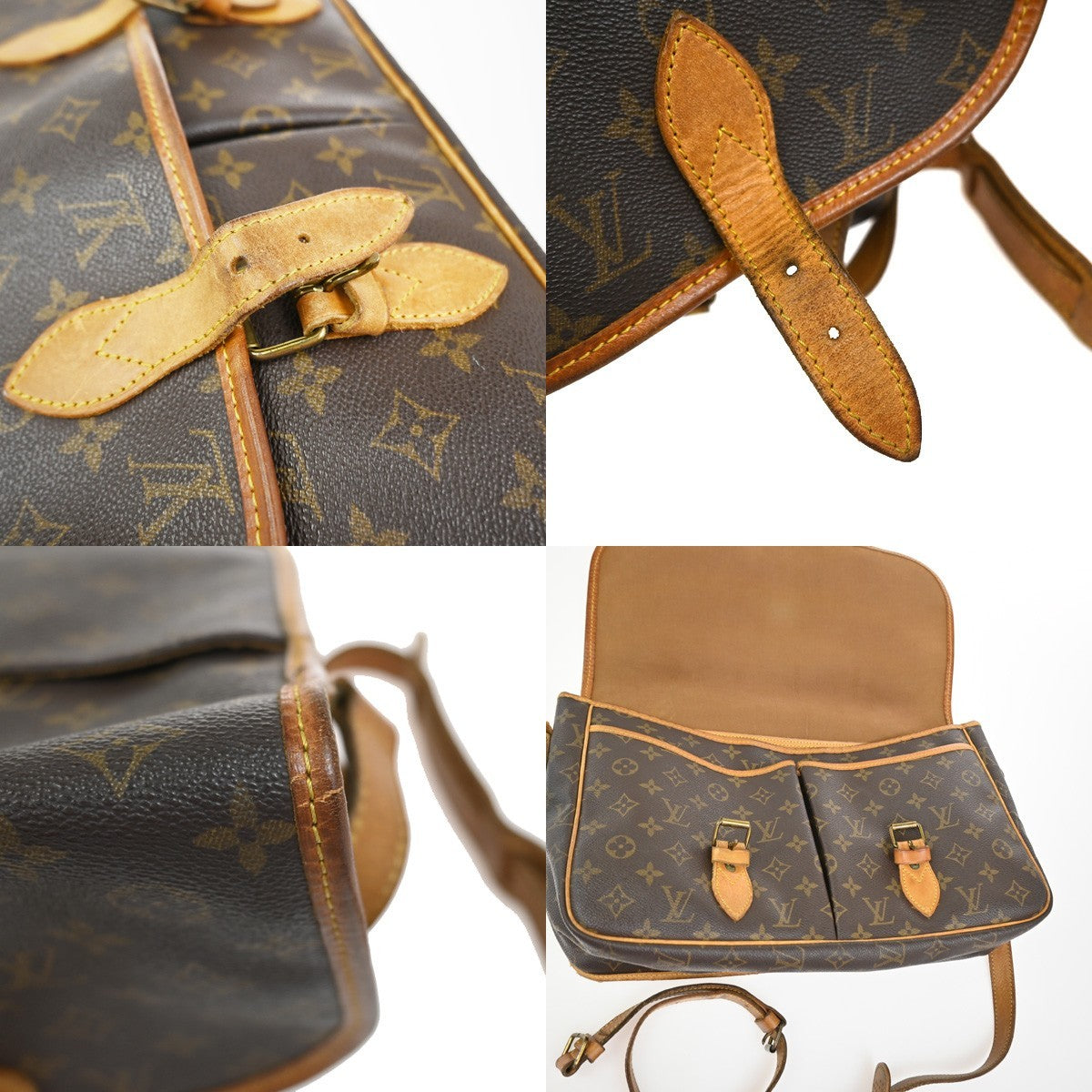 LOUIS VUITTON Gibeciere GM Shoulder Bag Monogram Leather Brown M42249 68YJ063