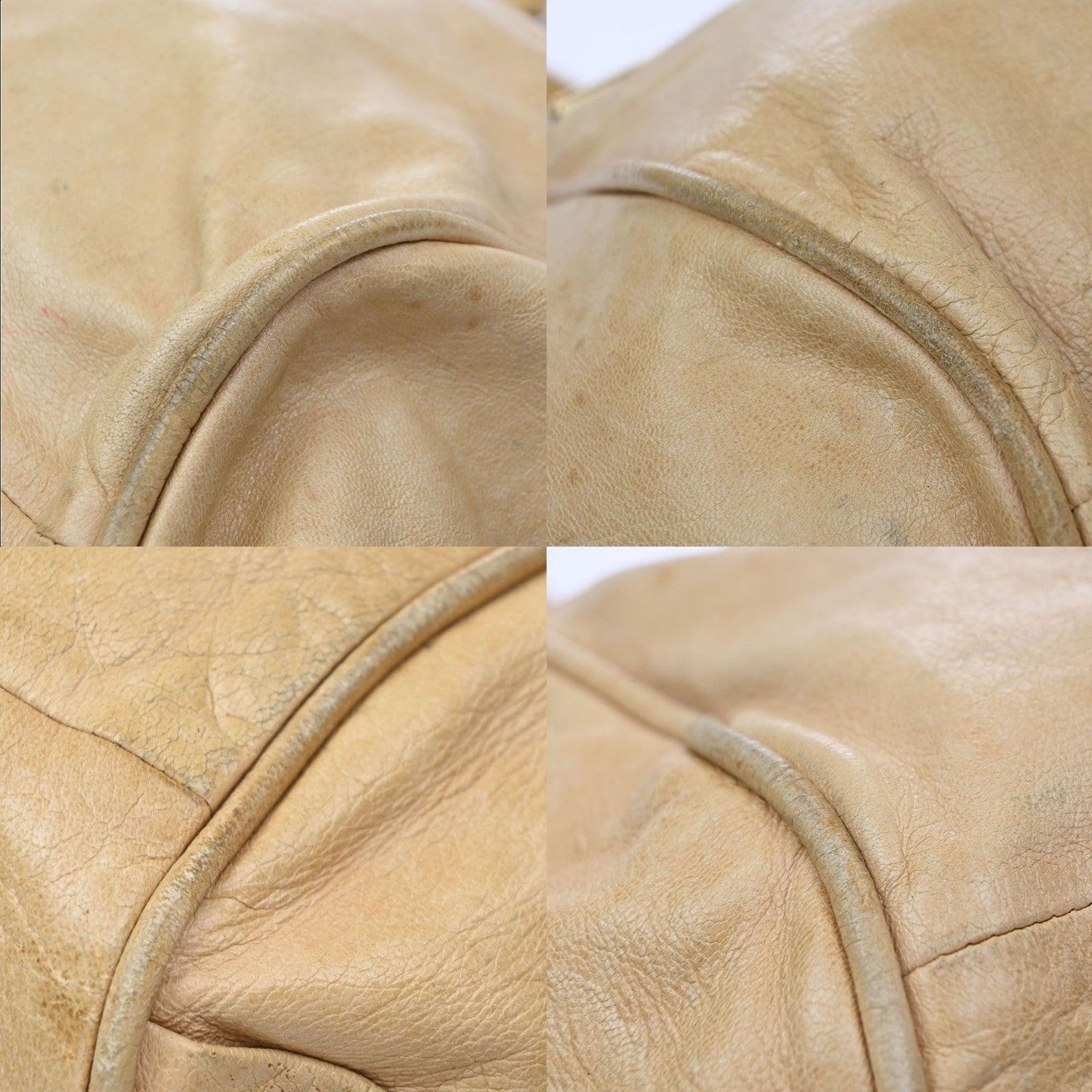 CHLOE Logo Etel Shoulder Hand Bag Leather Beige Brown GHW 63KD065