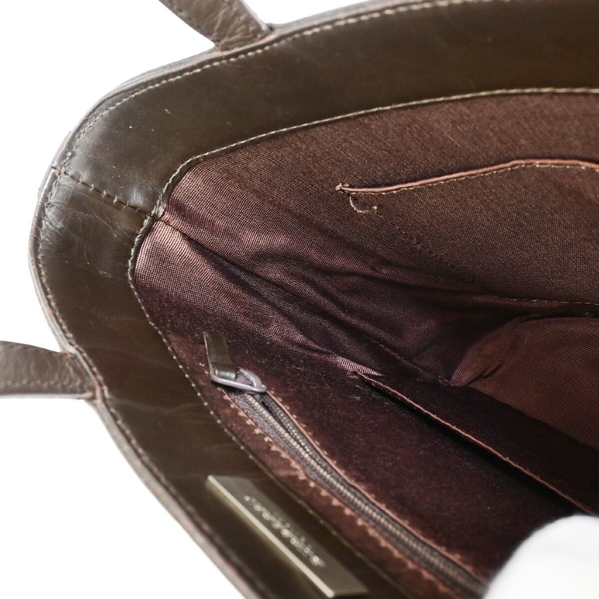 BURBERRY Logo Bicolor Hand Tote Bag Leather Suede Brown 05EB902