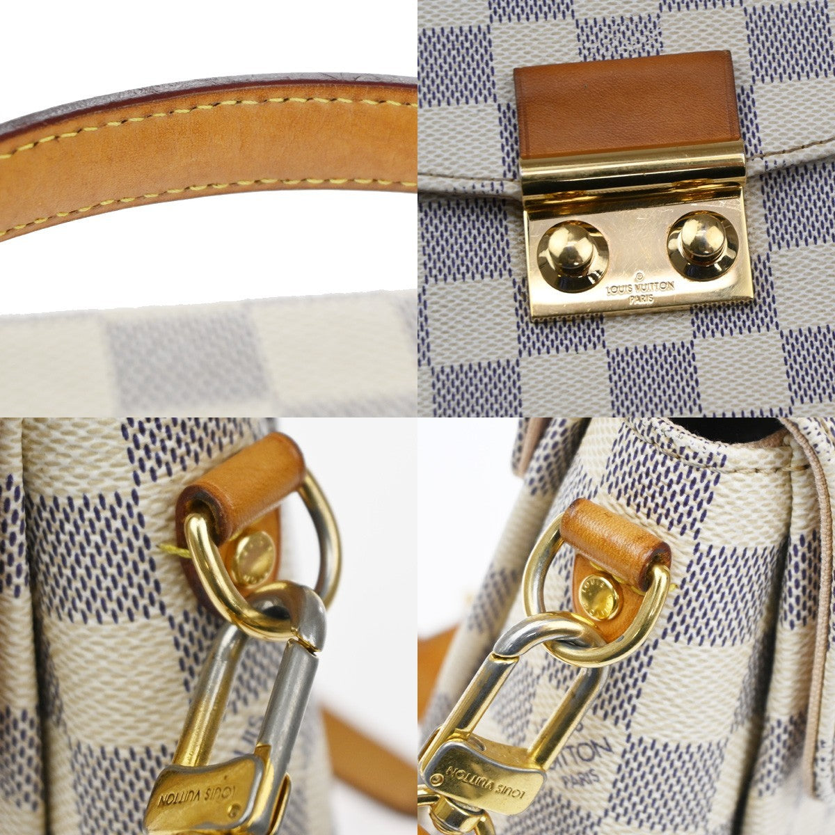 LOUIS VUITTON LV Croisette Shoulder Bag Damier Azur Leather N41581 23CB063