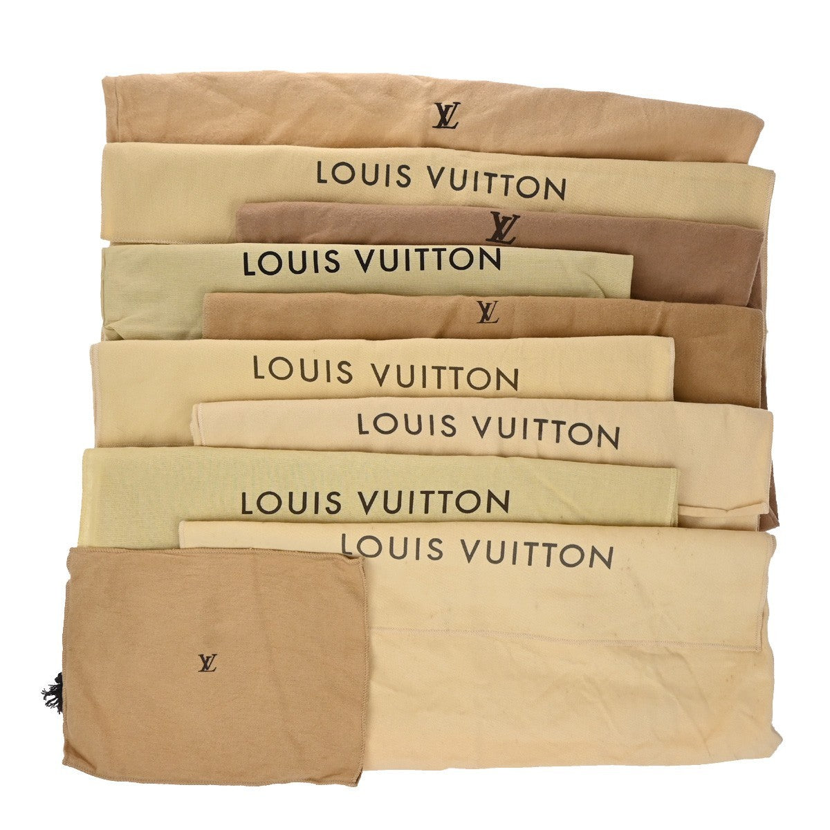 LOUIS VUITTON Logo 10 Set Dust Bag Drawstring Canvas Cotton Beige Brown 09KP181