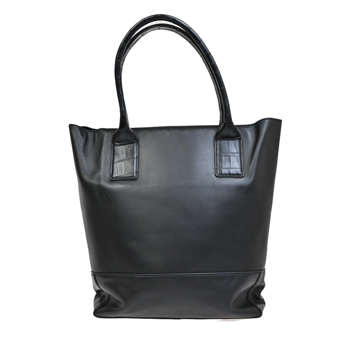 BOTTEGA VENETA Logo Shoulder Tote Bag embossing Leather Black Italy 75EF016
