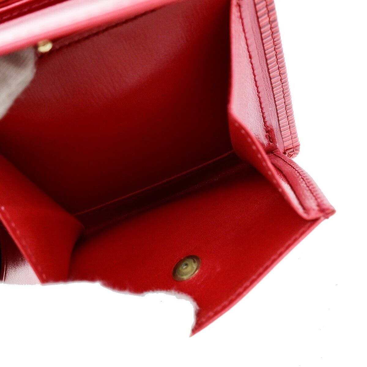 LOUIS VUITTON LV Logo 2 Set Bifold Wallet Purse Epi Leather Red Ruby 09ED974