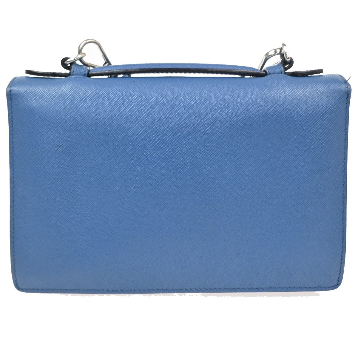 PRADA Logo Lux Sound Small Shoulder Bag Saffiano Leather Blue SHW 86TA668