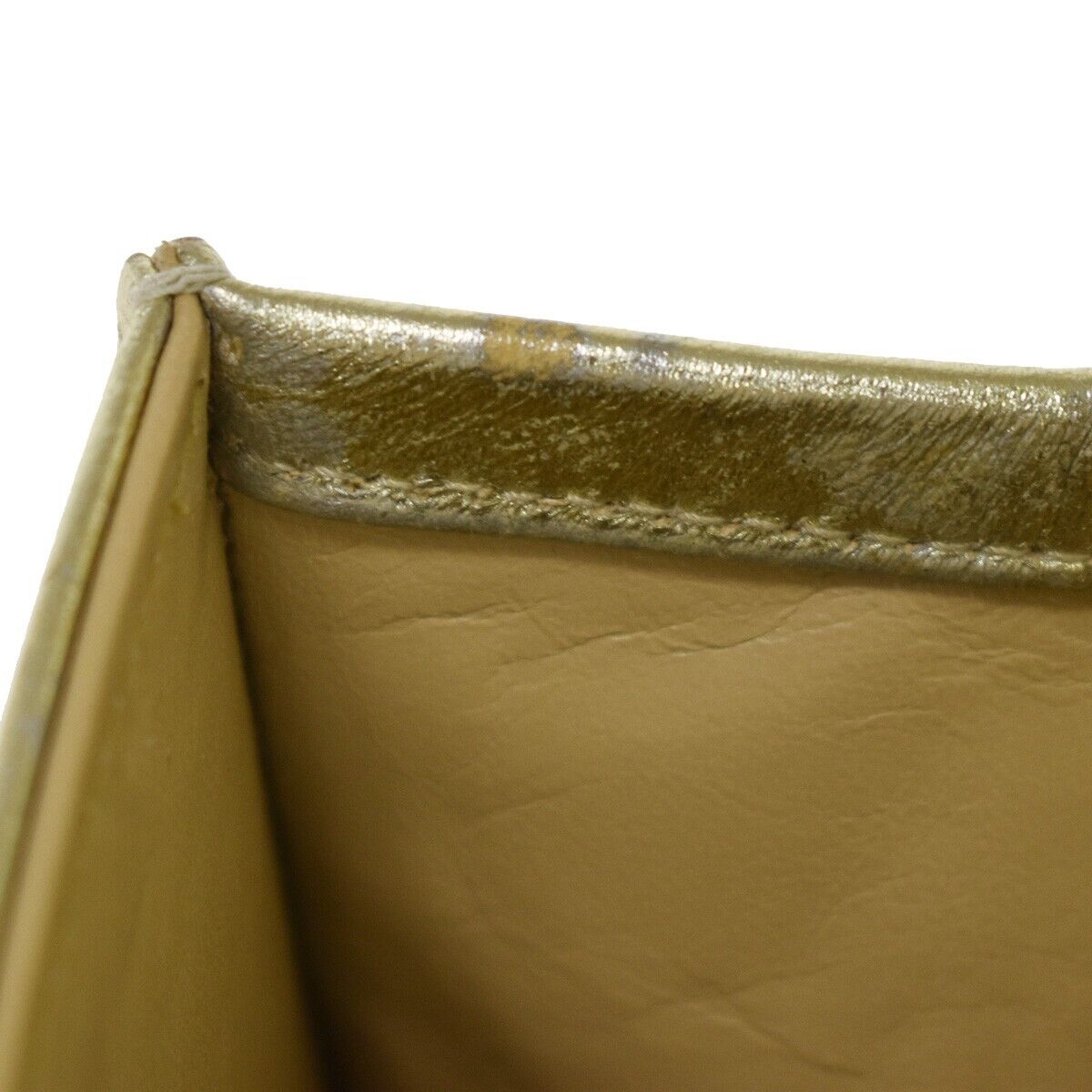 CHANEL CC Logo Mini Matelasse Full Flap Chain Shoulder Bag Leather Gold 652RC501