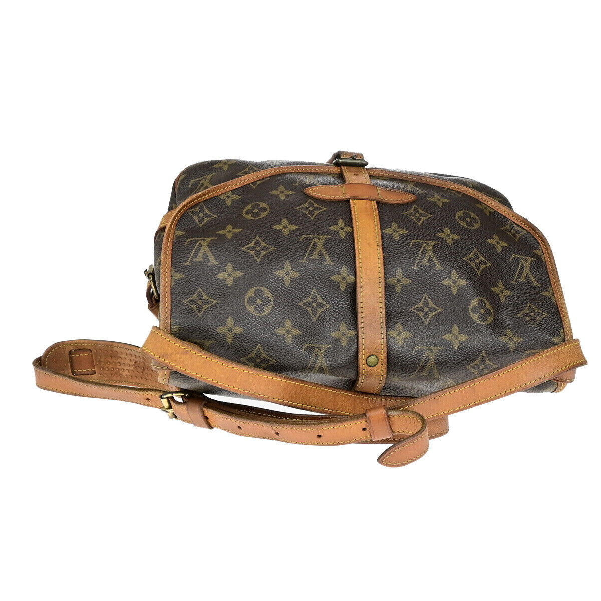 LOUIS VUITTON Logo Saumur 30 Shoulder Bag Monogram Leather Brown M42256 30YG704
