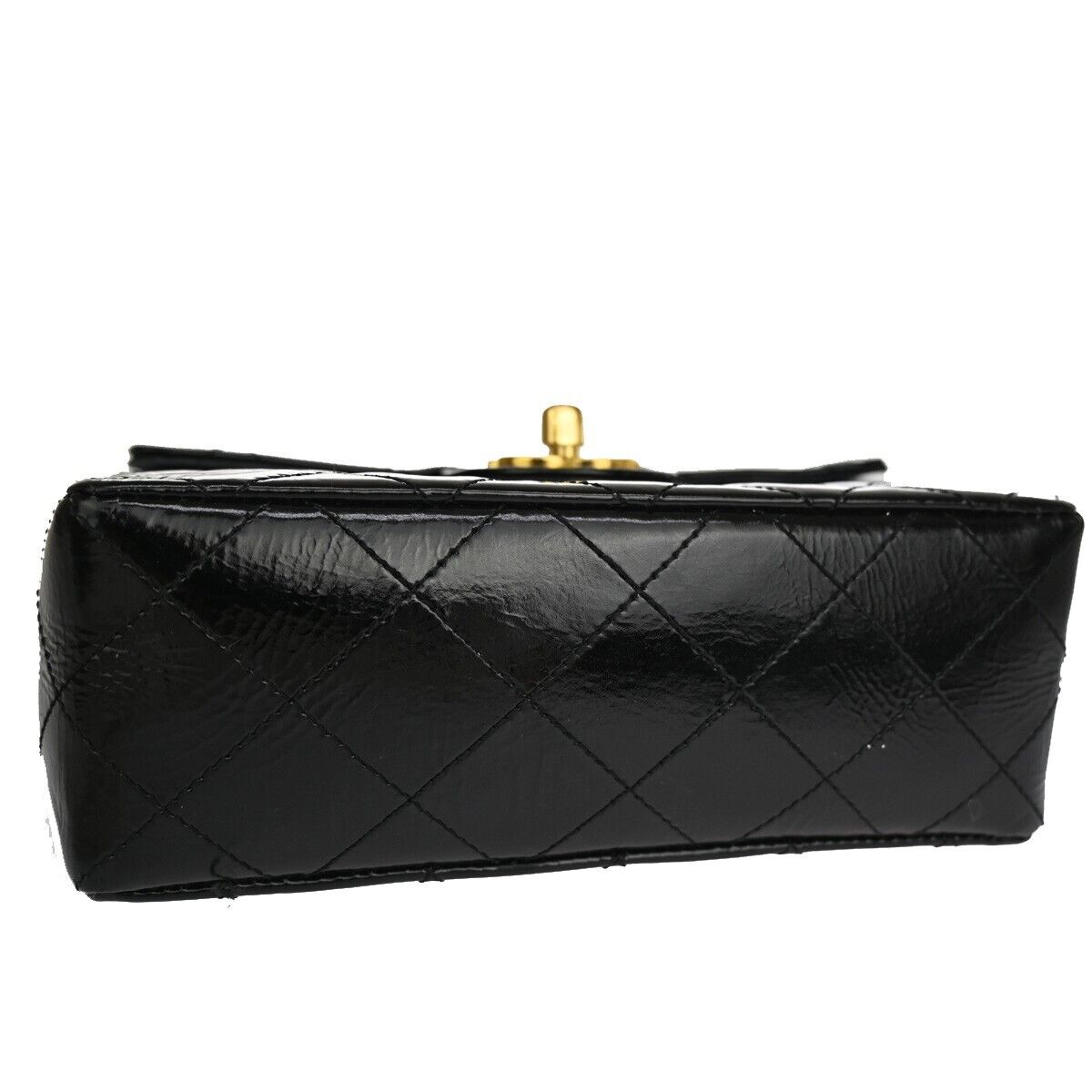 CHANEL CC Mini Matelasse Chain Shoulder Bag Patent Leather Black GHW 332RJ334