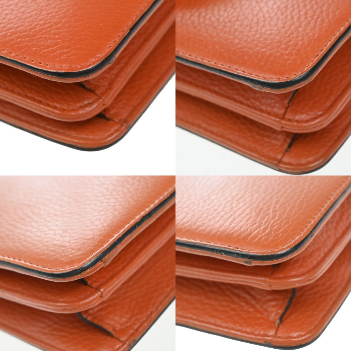 GUCCI Logo Interlocking G Mini Chain Shoulder Bag Leather Orange GHW 90KP377