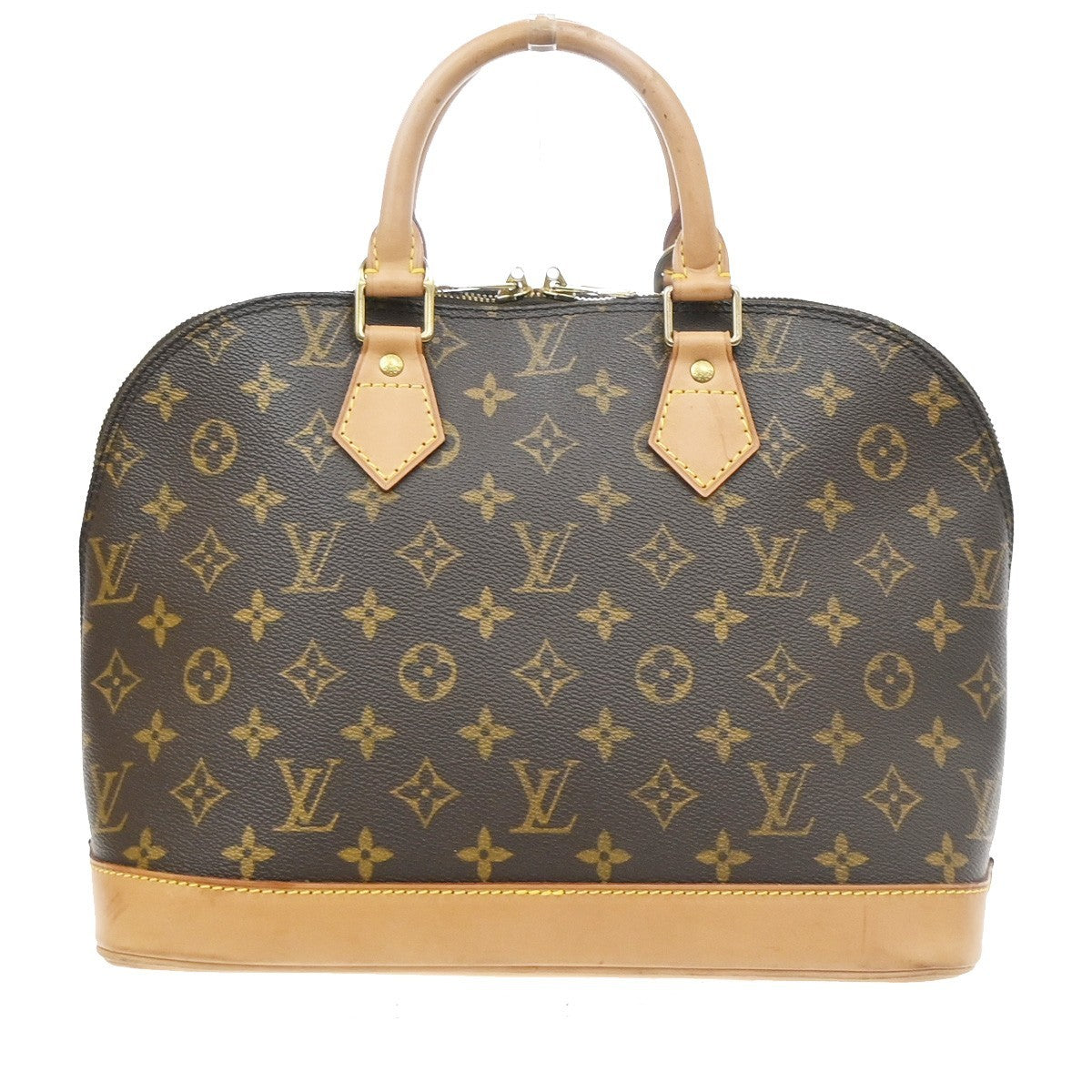 LOUIS VUITTON LV Logo Alma Hand Bag Monogram Leather Brown France M51130 88SA164