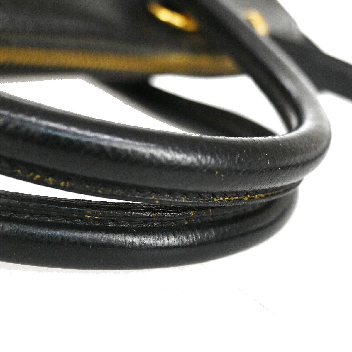 HERMES Bolide 37 2Way Shoulder Hand Bag Epsom Leather Black Yellow 310RC624