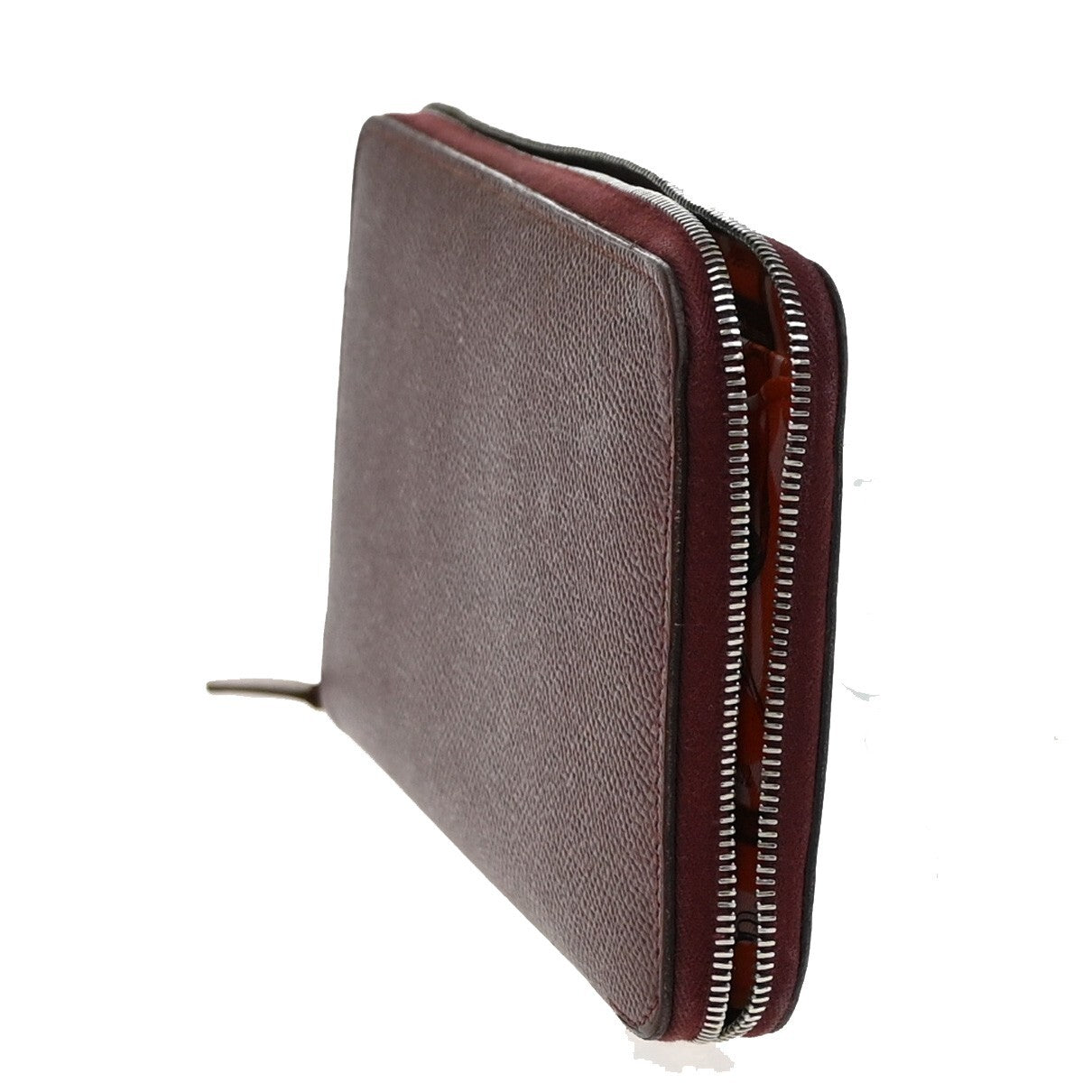 HERMES Logo Azap Silk In Long Zipper Bifold Wallet Veau Epsom Red 72EE342
