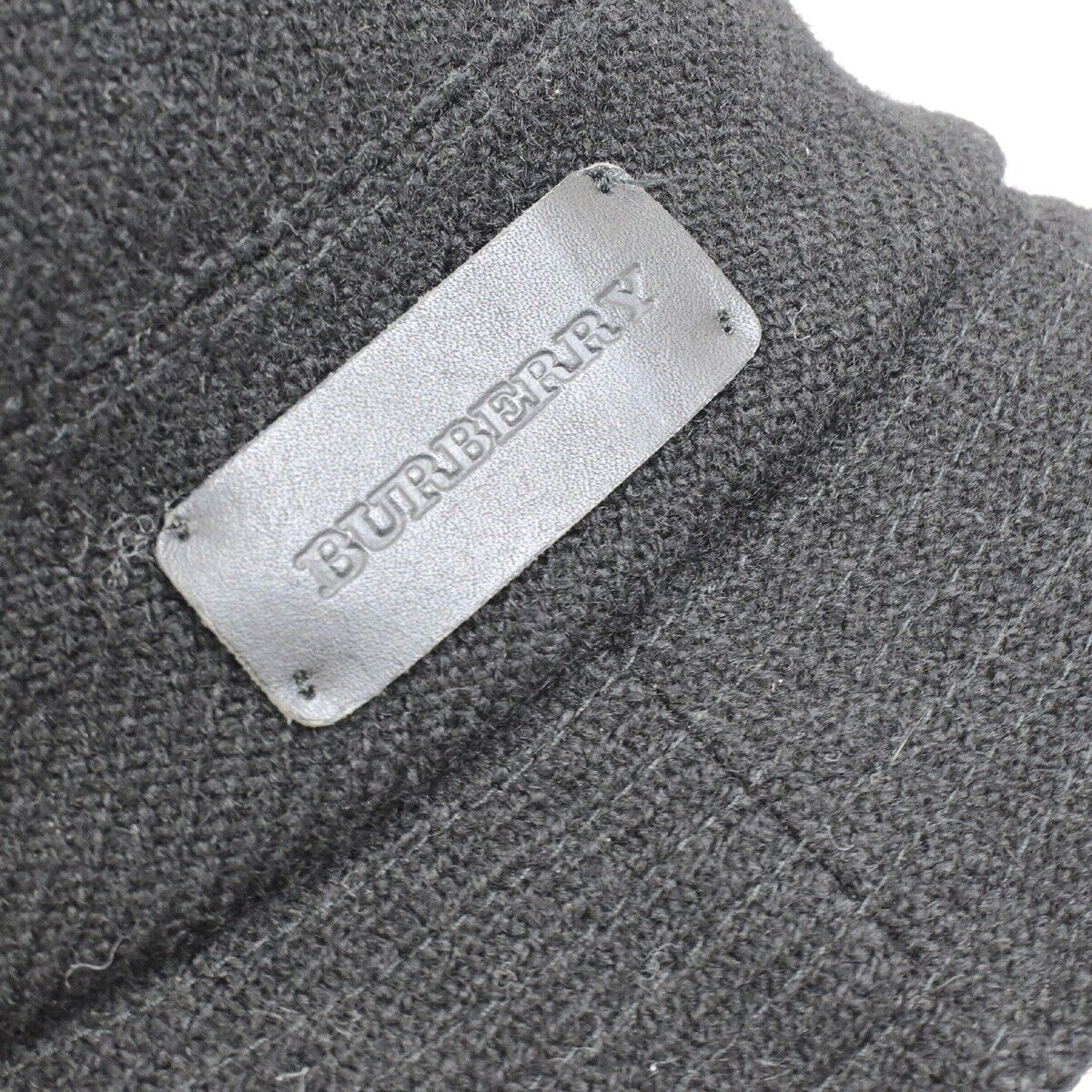 BURBERRY LONDON Logo Nova Check Bucket Hat #M Wool Cotton Leather Black 04KA570