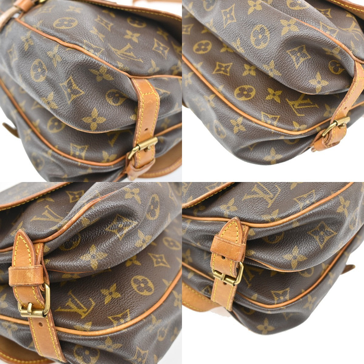 LOUIS VUITTON Logo Saumur 30 Shoulder Bag Monogram Leather Brown M42256 83CA215