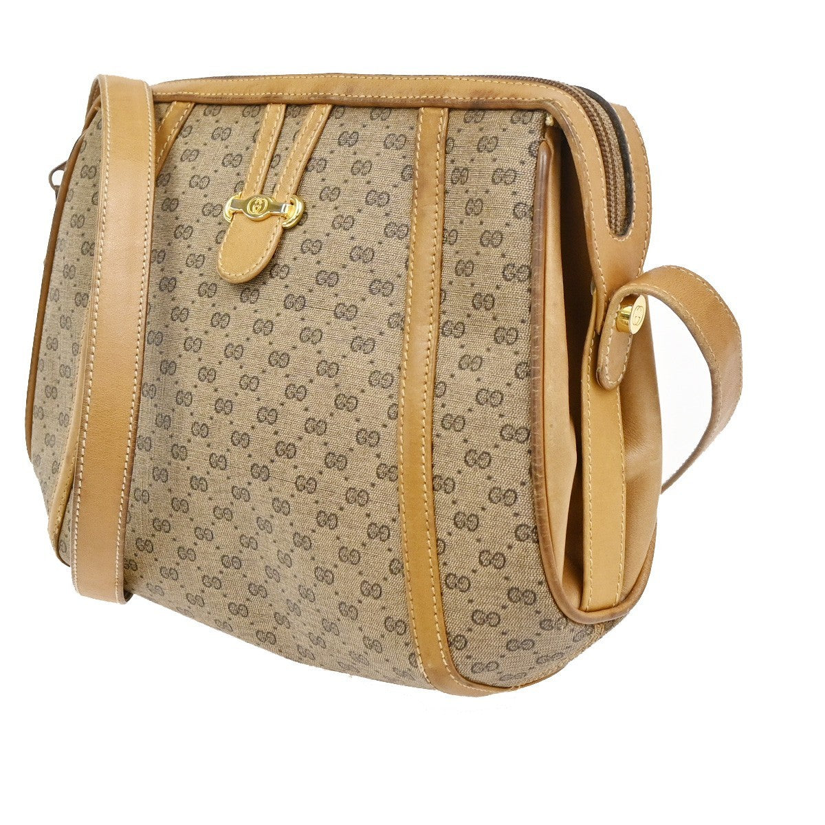 GUCCI Micro GG Pattern Shoulder Bag PVC Leather Brown Italy GHW 30KC928