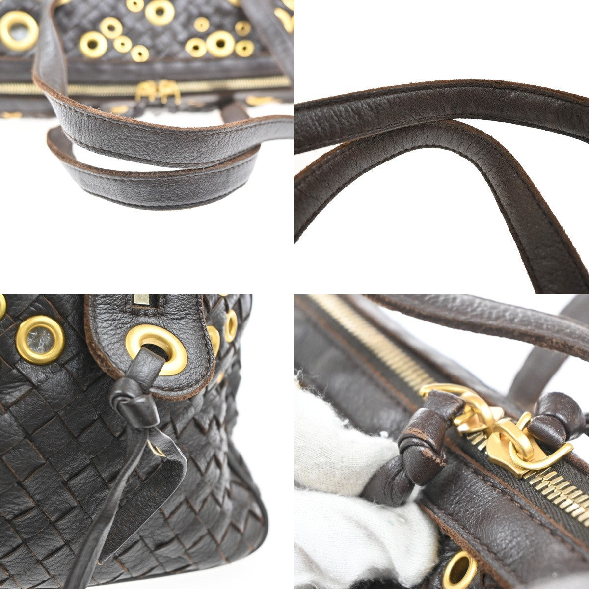 BOTTEGA VENETA Intrecciato Grommet Shoulder Hand Bag Leather BN Italy 75RL790