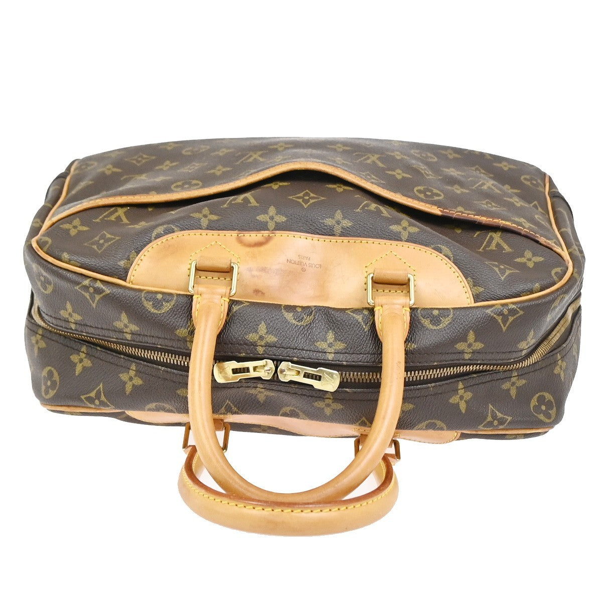 LOUIS VUITTON LV Logo Deauville Hand Bag Monogram Leather Brown M47270 35YJ033