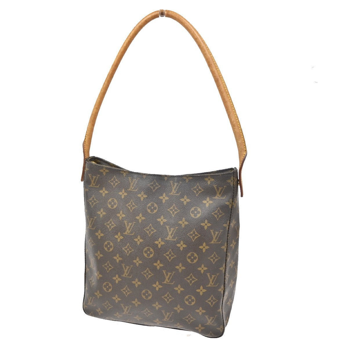 LOUIS VUITTON Logo Looping GM Shoulder Bag Monogram Leather Brown M51145 79ZA042
